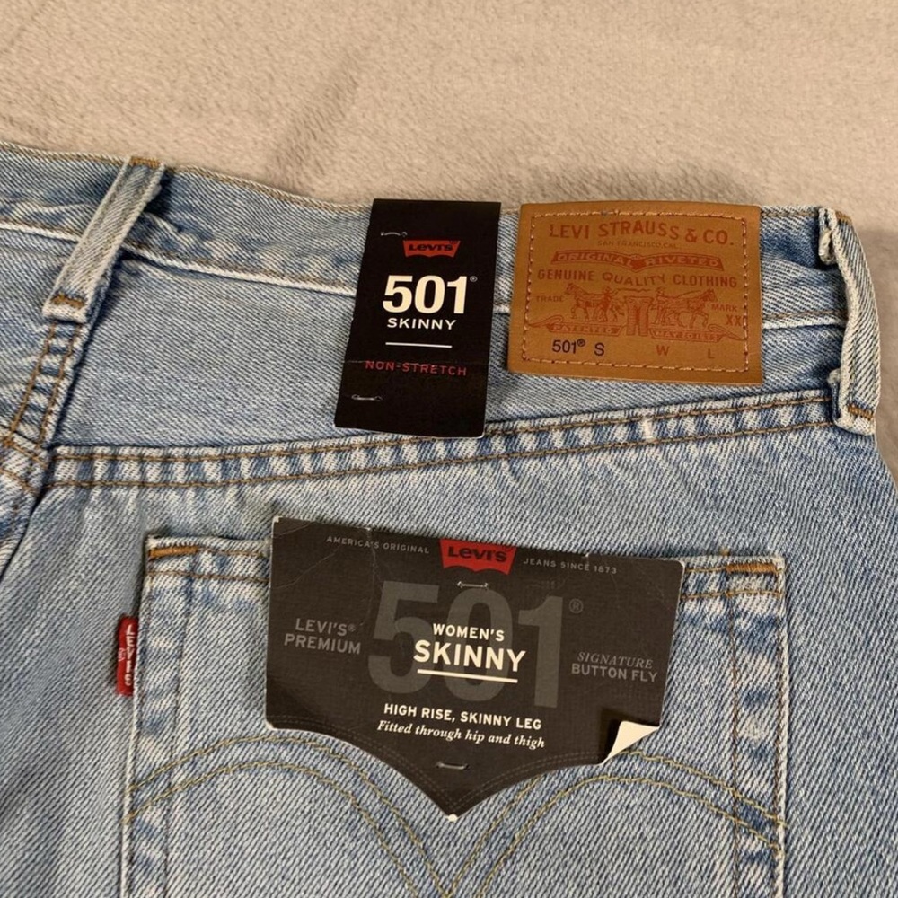 BEAUTIFUL ✨ Levis 501 Skinny Jeans Womens 30x28 High Rise Button Fly Denim - Picture 11 of 13